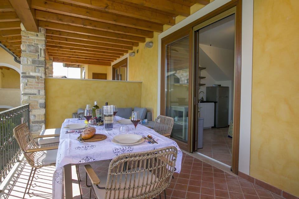 The outside dining table.