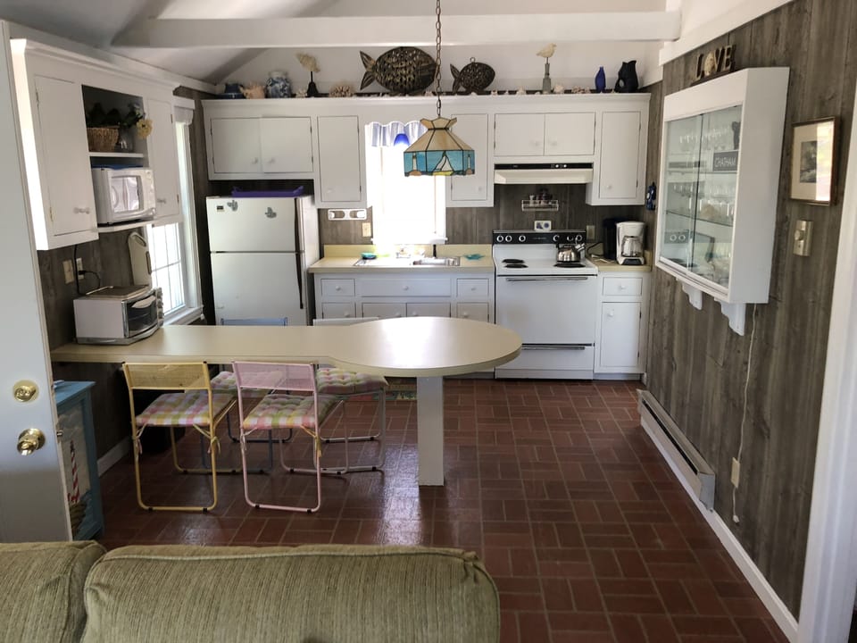 Kitchen area with island seating