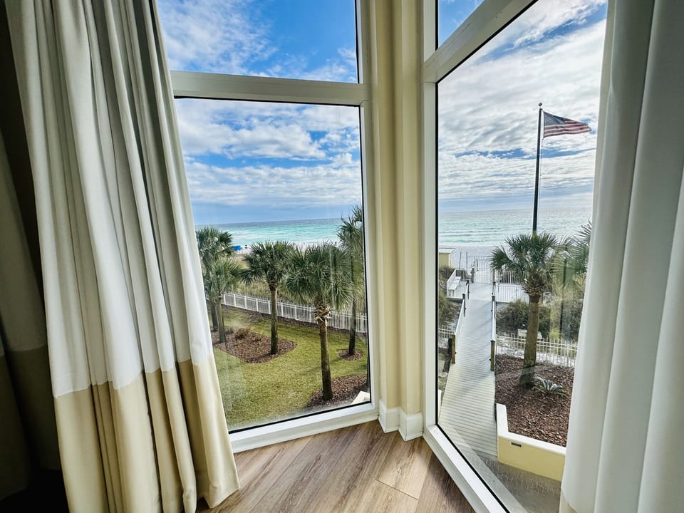 View from master bedroom. Yes it really is this close to the beach!