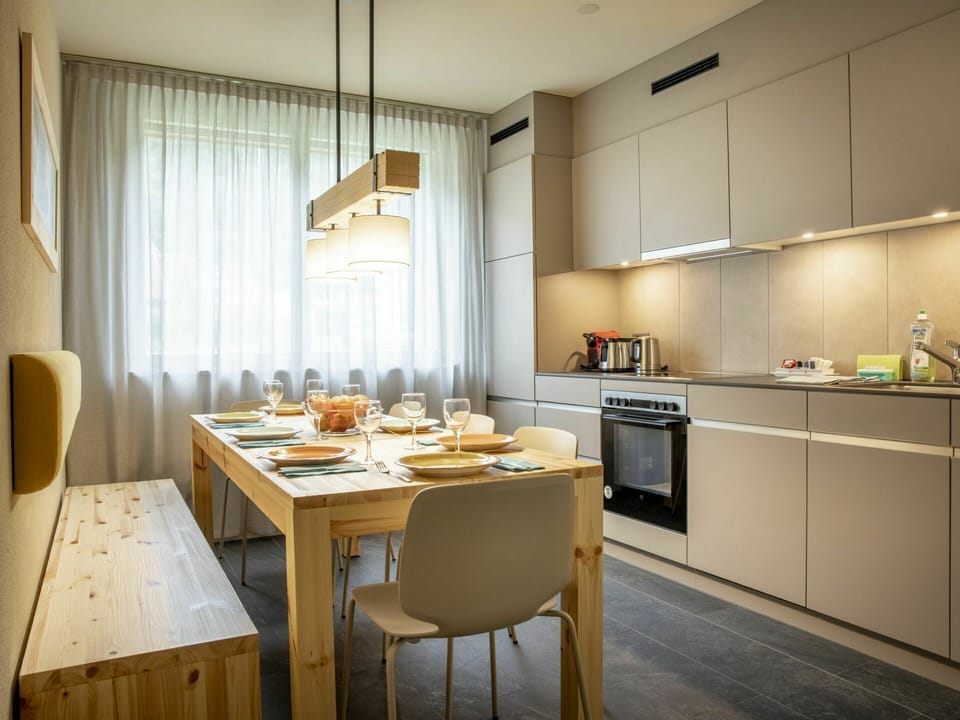 Property, Furniture, Table, Cabinetry, Countertop, Chair, Wood, Window, Kitchen Stove, Interior Design