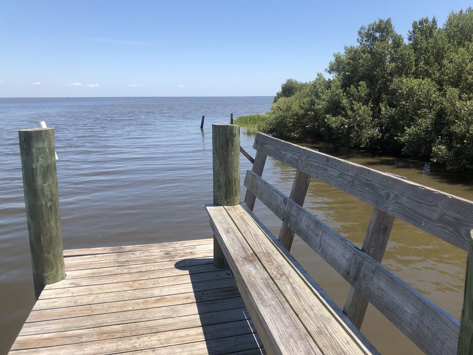 Sitting / fishing/crabbing area on dock. 