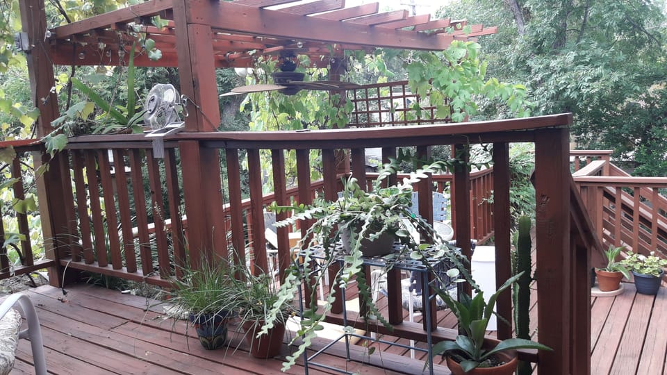 Deck with picnic table & recliner

