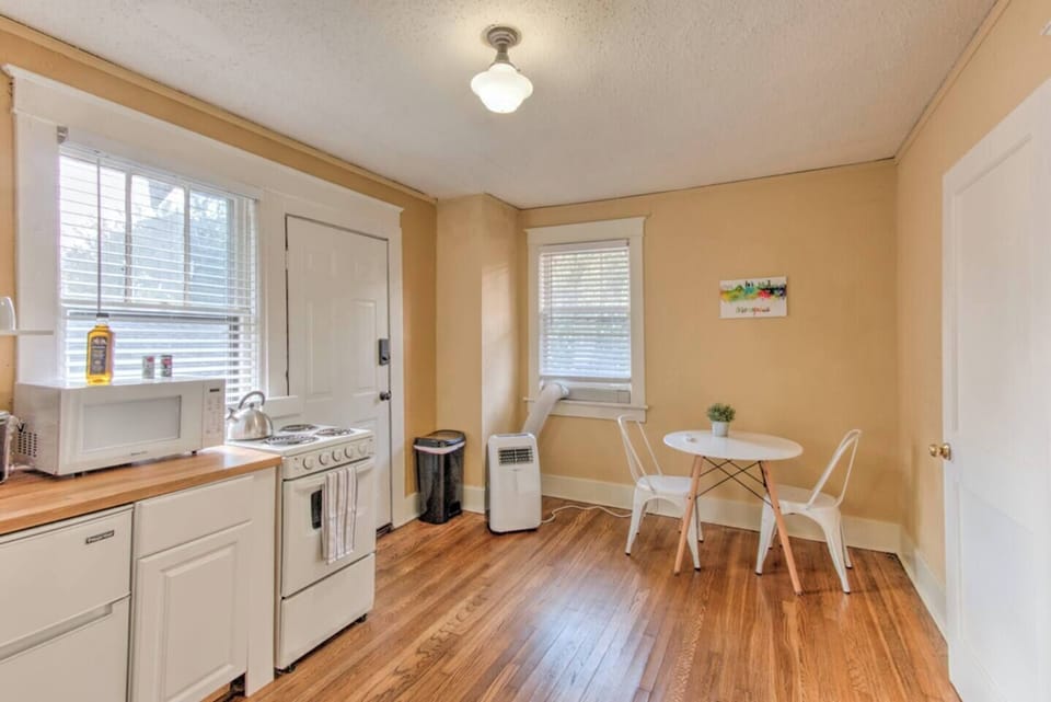Kitchen with all the essentials needed to prepare a meal.