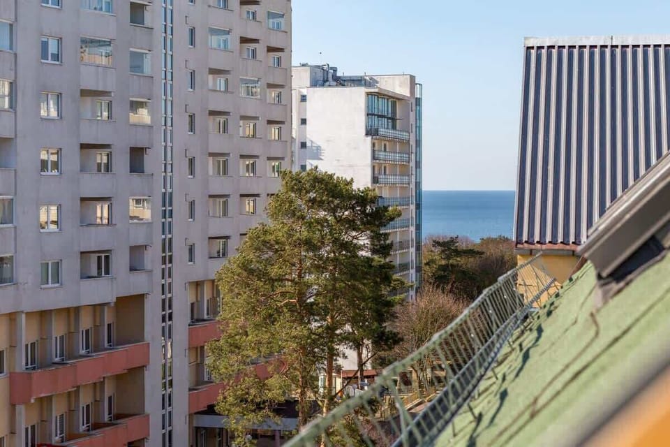 Views from the window over the countryside and the sea. 