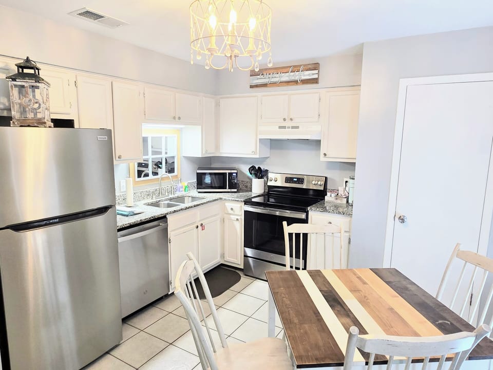 Fully stocked kitchen with everything needed for meals, snacks, and beach days.