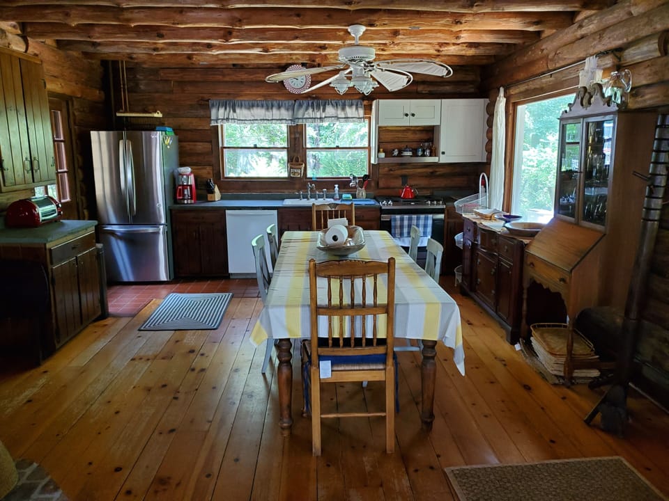 Dining area with large farm table