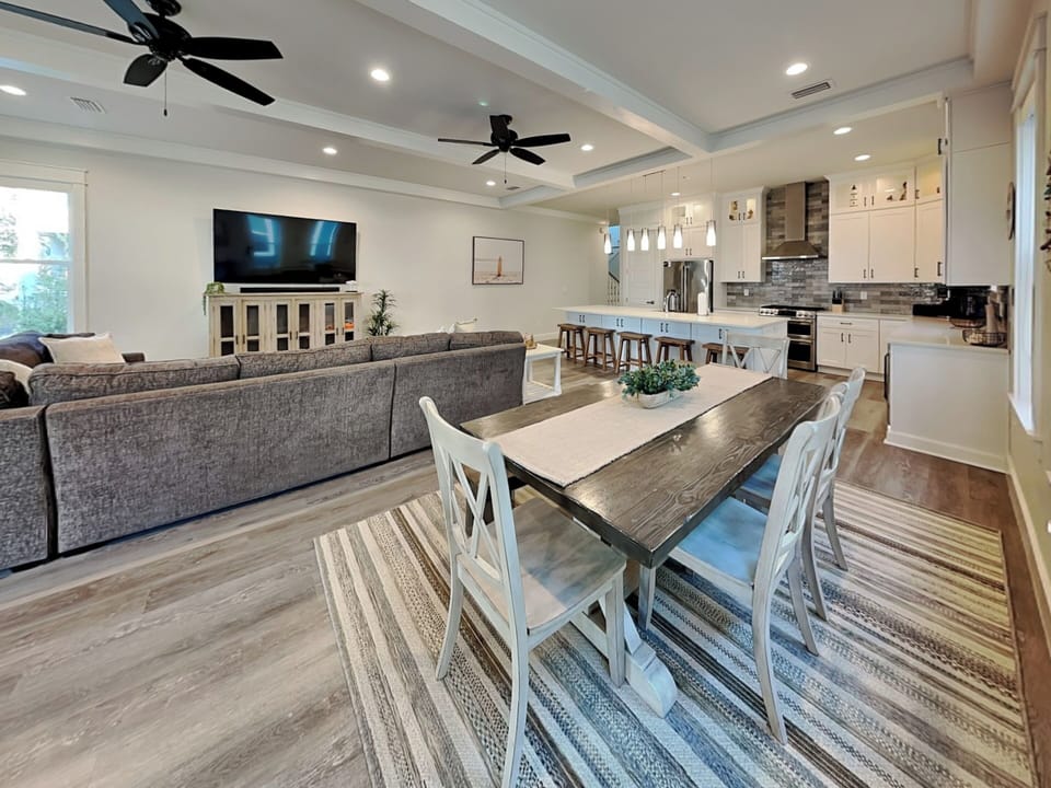 Dining Area to Kitchen Area,  Open + Welcoming Space