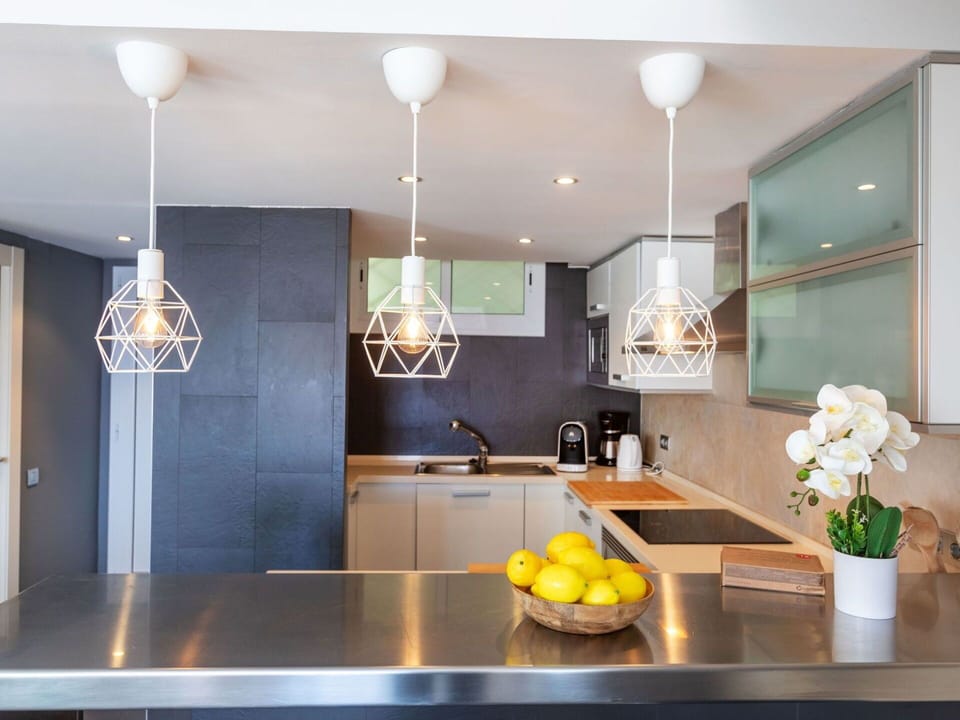 Countertop, Cabinetry, Sink, Kitchen Sink, Kitchen, Wood, Lighting, Flowerpot, Interior Design, Tap