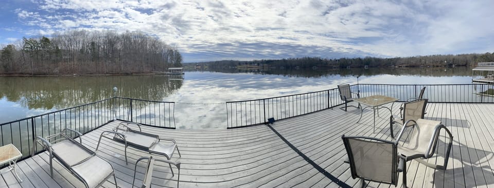 Long lake views with beautiful scenery across the lake.