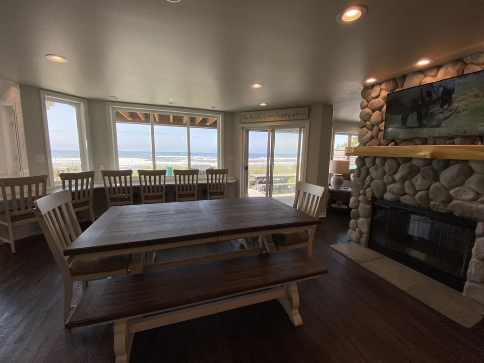 large dining area with seating for 14 