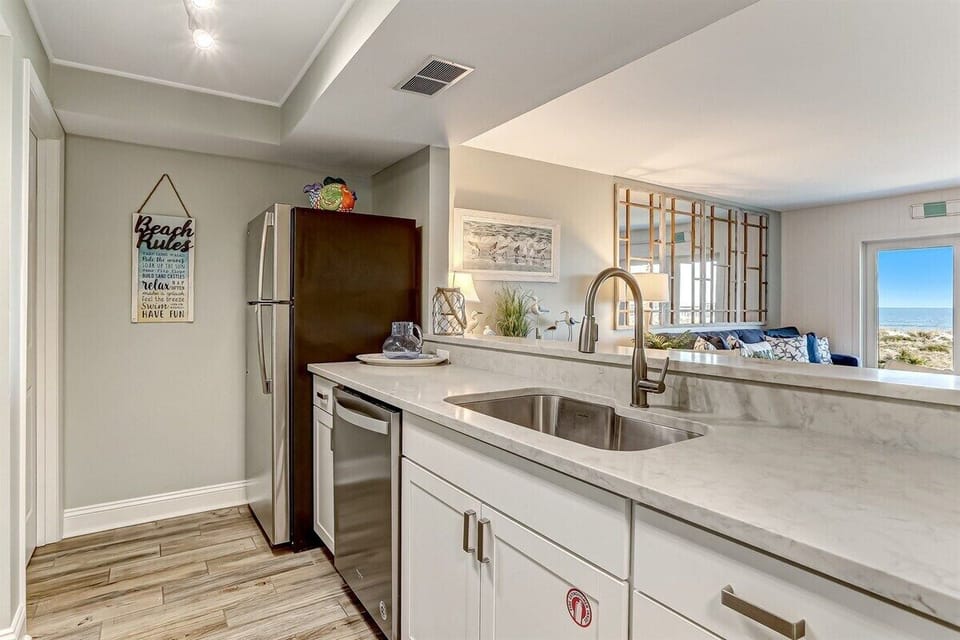 Kitchen Opens up to Living Space