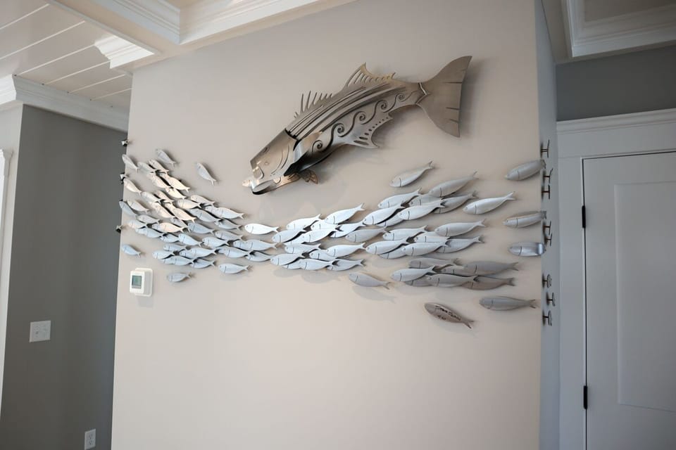 Custom local art adorns the home