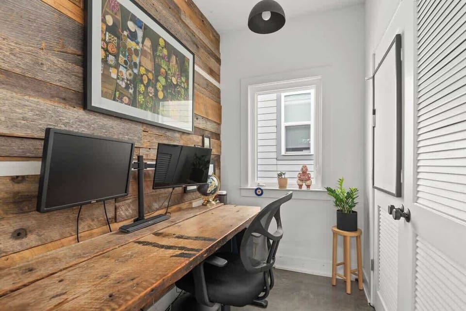 Heading back down the hallway, you'll find the office.  Lightning fast wifi provided.