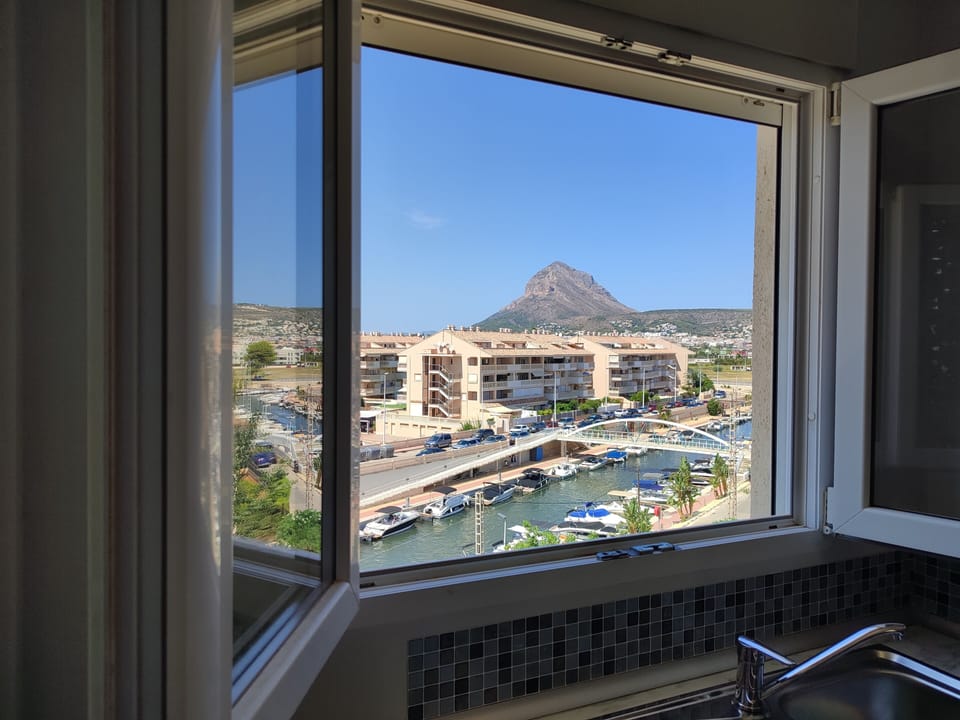 View to the west from kitchen window with Montgo mountain in the distance.