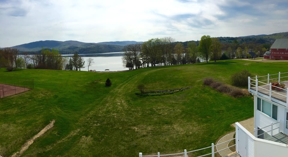 view from the deck to the beach