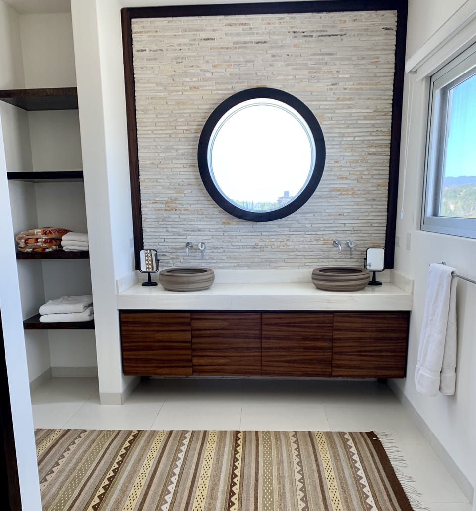 Casita ensuite bathroom with rain shower