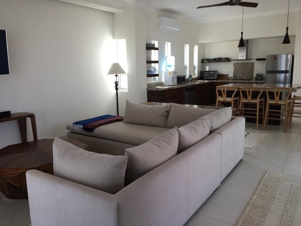 Guest casita downstairs living room and kitchen