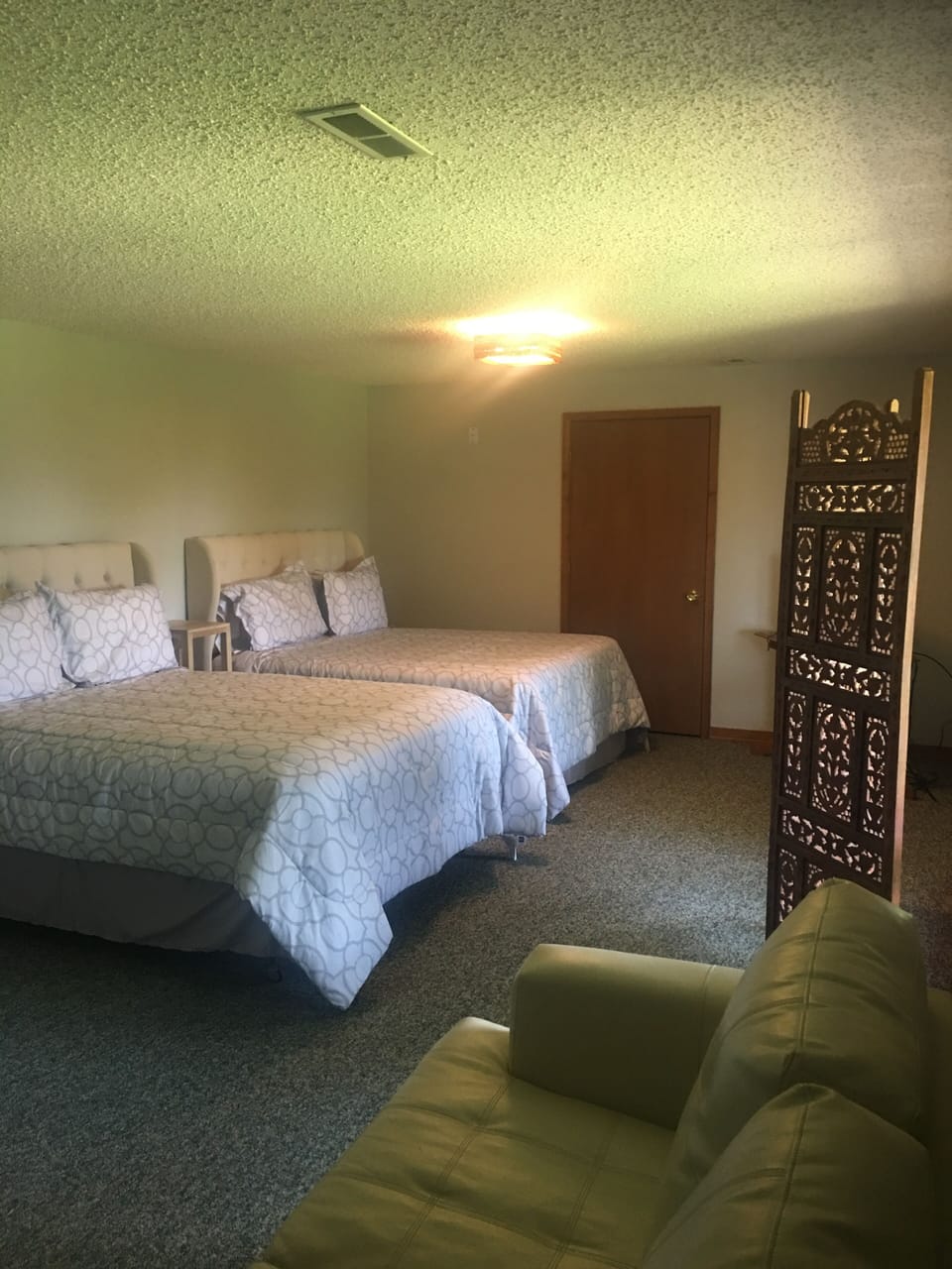 two queen beds in downstairs bedroom