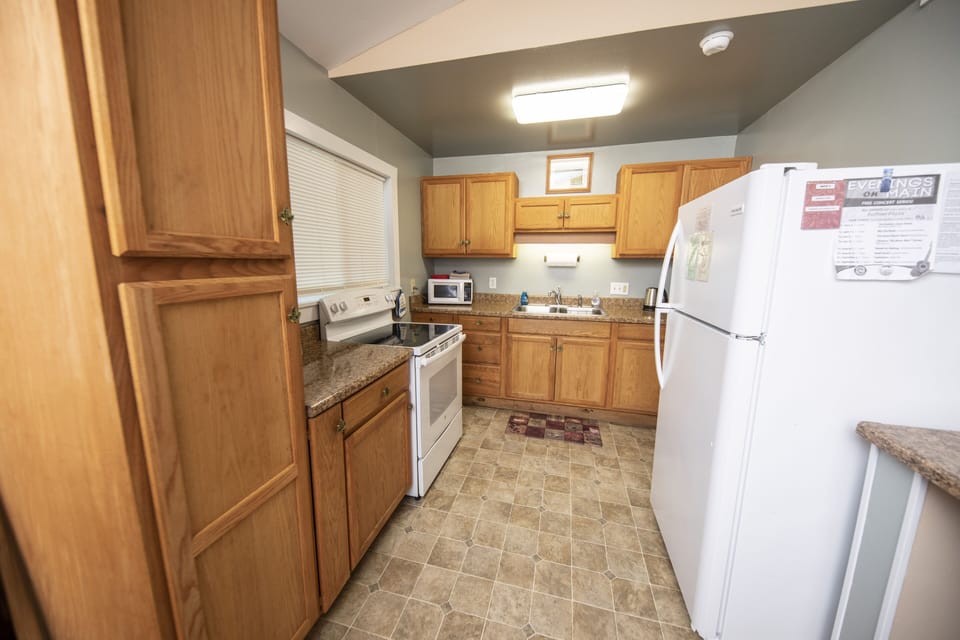 plenty of storage and space in the "home away from home" kitchen 