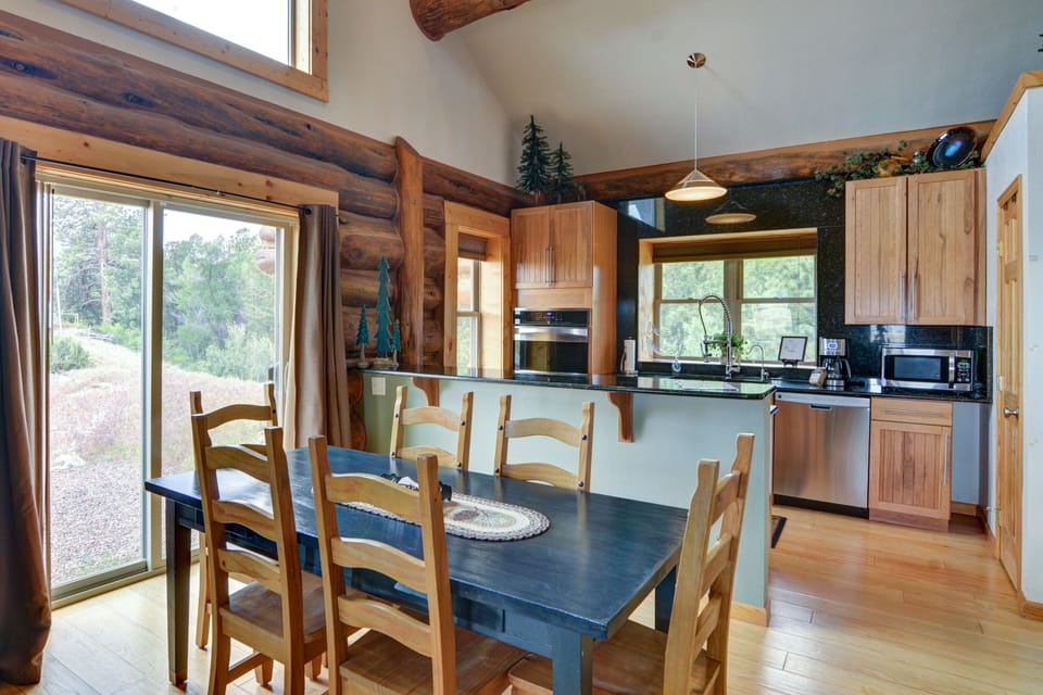 View of the kitchen from the living room. 