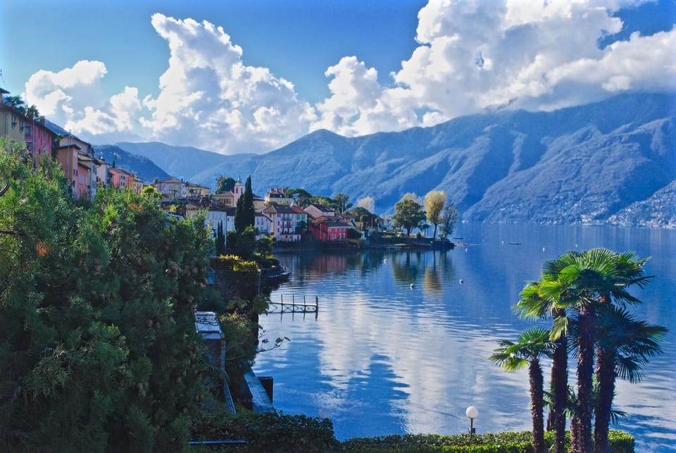 The beautiful village of Gerra Gambarogno from a distance