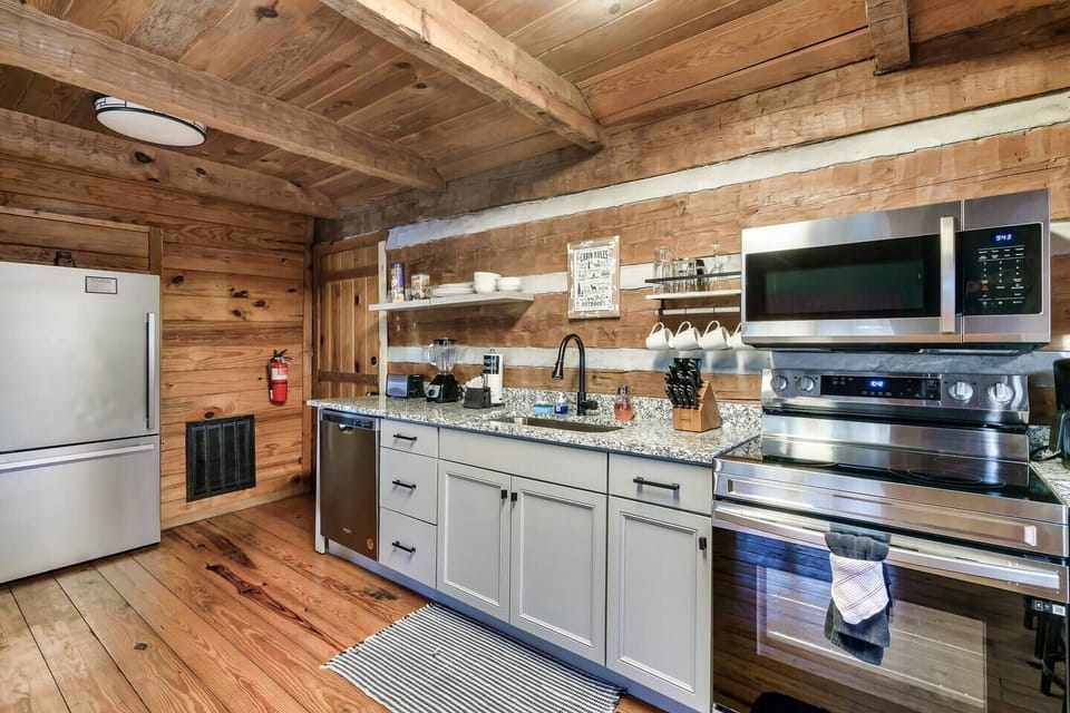 Your kitchen is updated with stainless steel appliances.