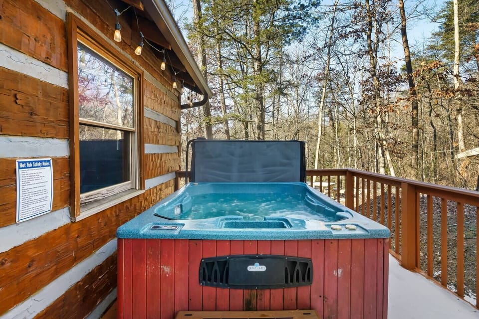 Enjoy the wooded views from your hot tub.