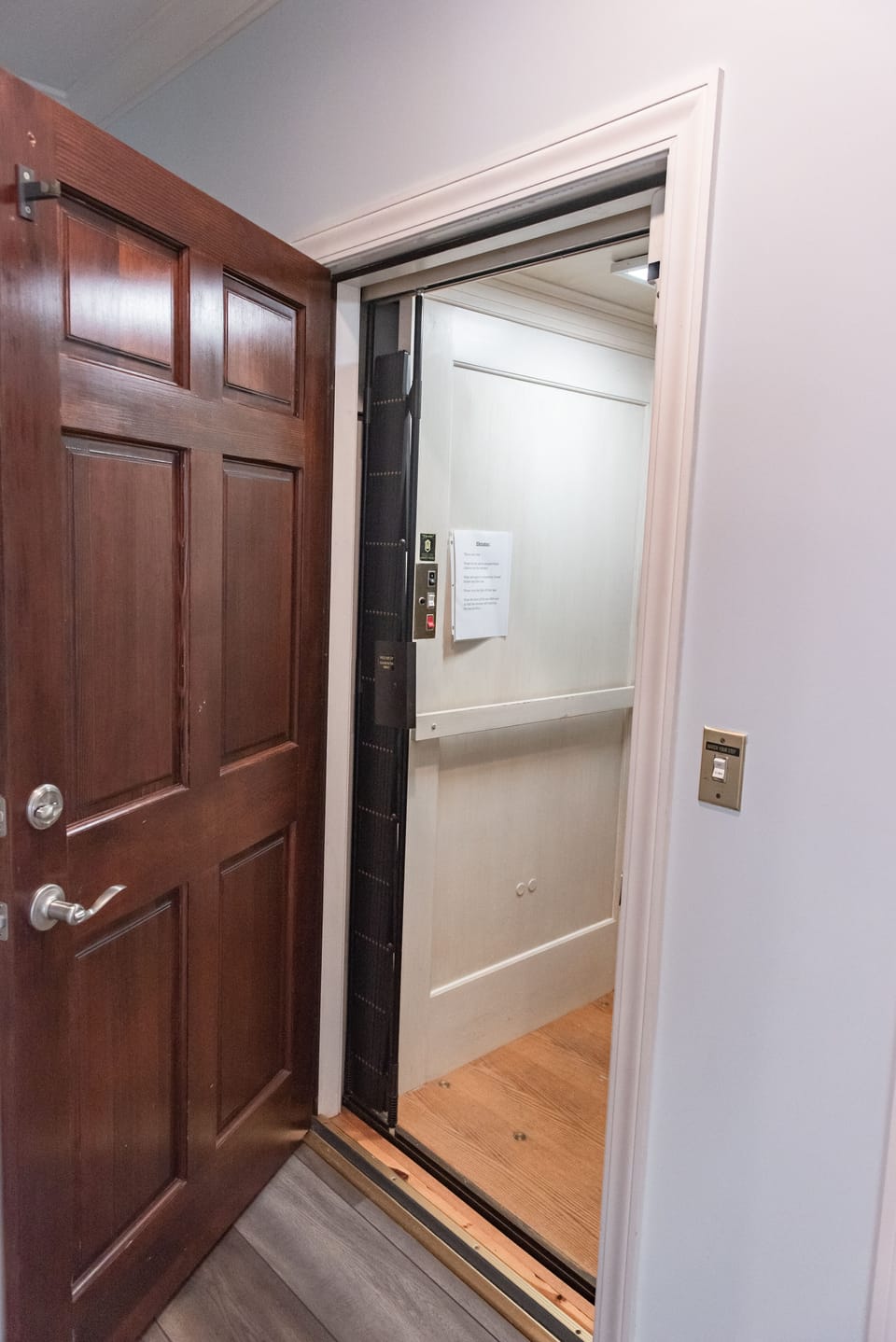 Elevator is located right off of the kitchen and beside the laundry room.