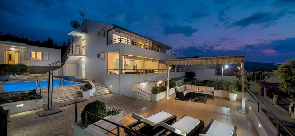 External view of the building. house by night