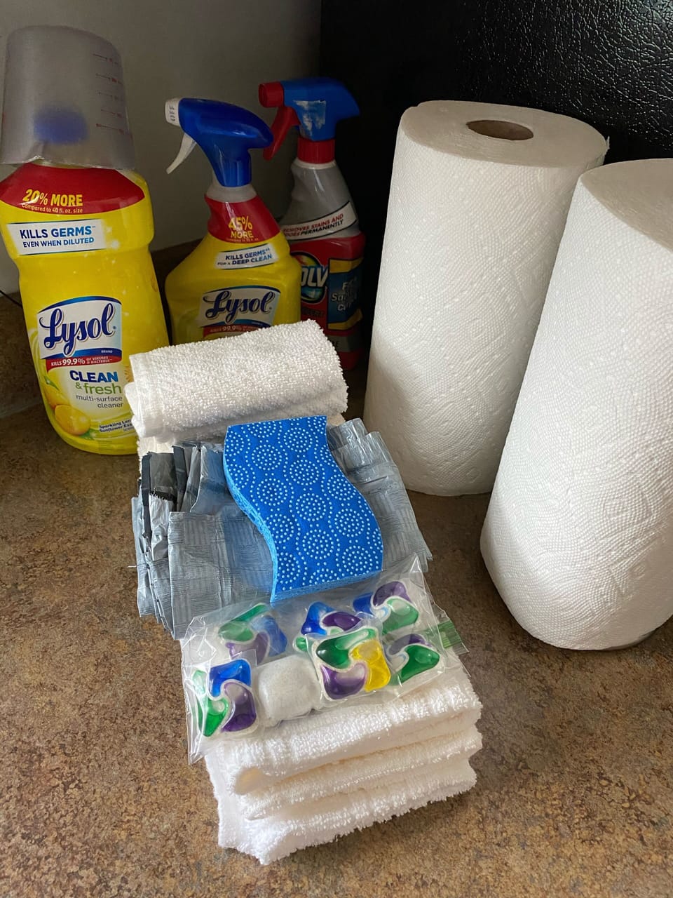 Cleaning supplies on hand so you can clean as you stay. 