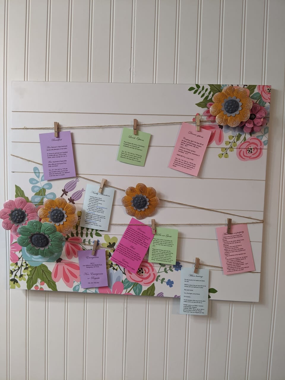 Activity board: read for current updates and information on the property!
