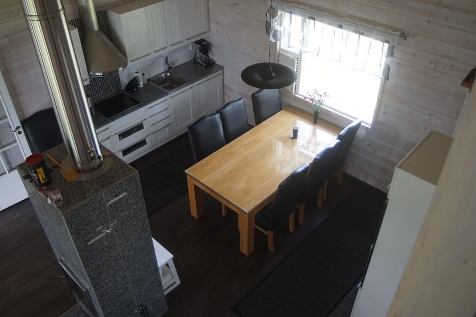 Kitchen area. Kitchen seen from the loft