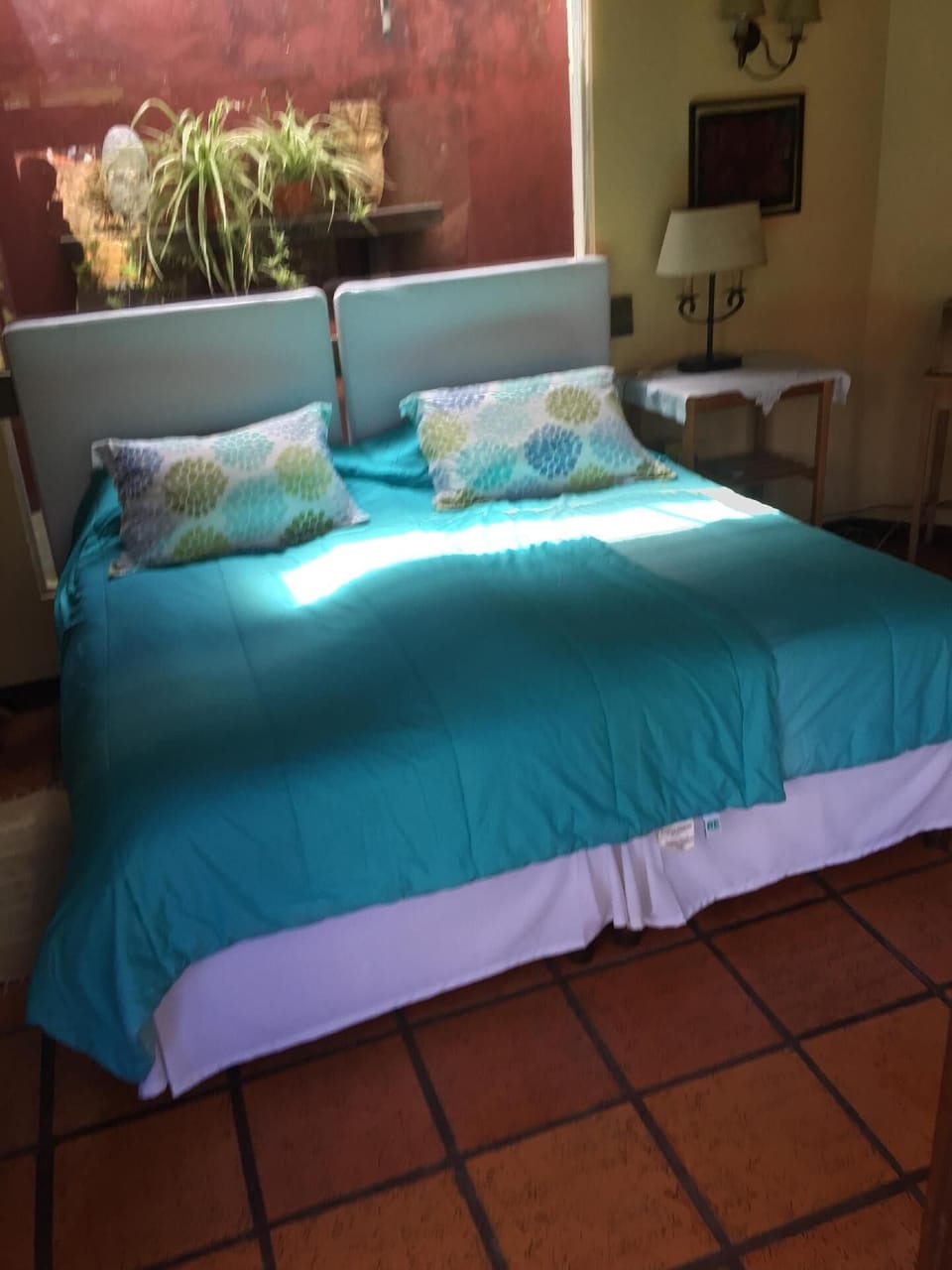 Sleeping area. beds put together to make a queen size bed