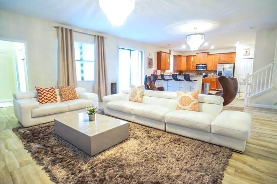 Open plan living room-to-kitchen. Great for family and friend time together.