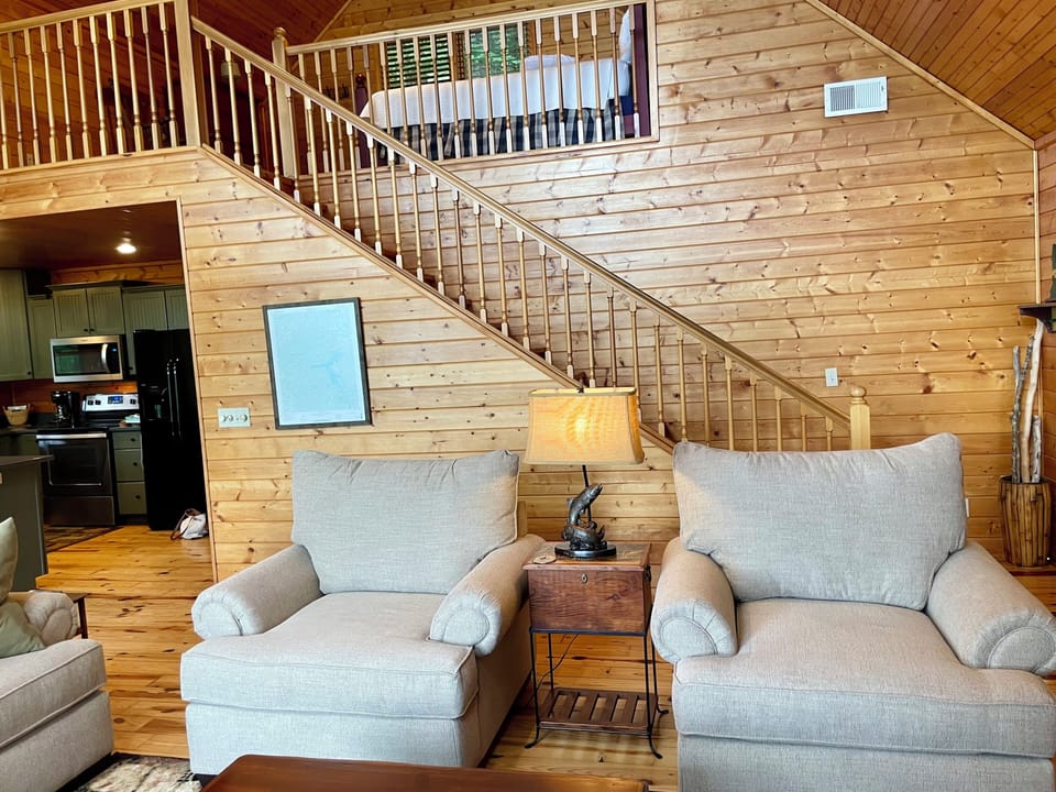 Loft area is easily accessed - no ladder or spiral stairway here!