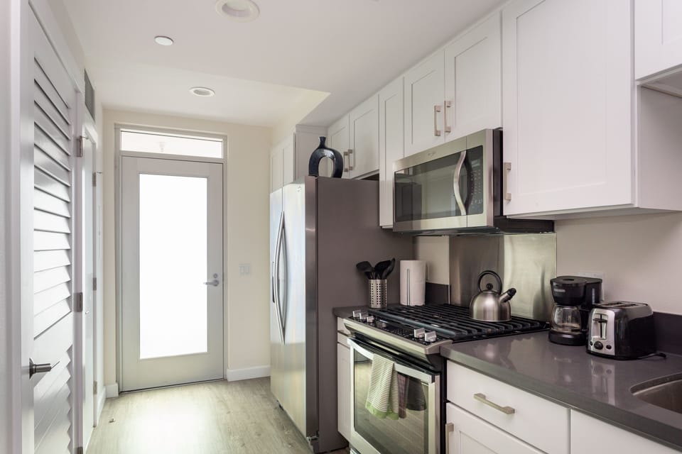 Modern kitchen with high-end amenities. 