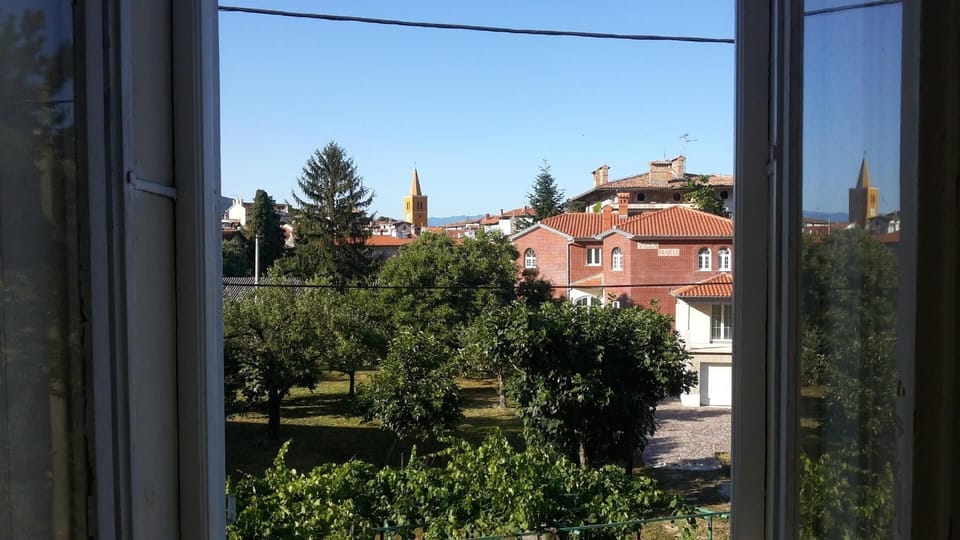 Black room window view