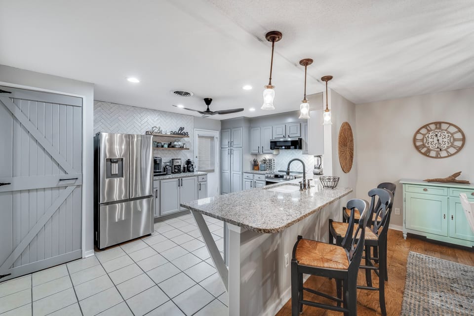 Kitchen view from living room entry