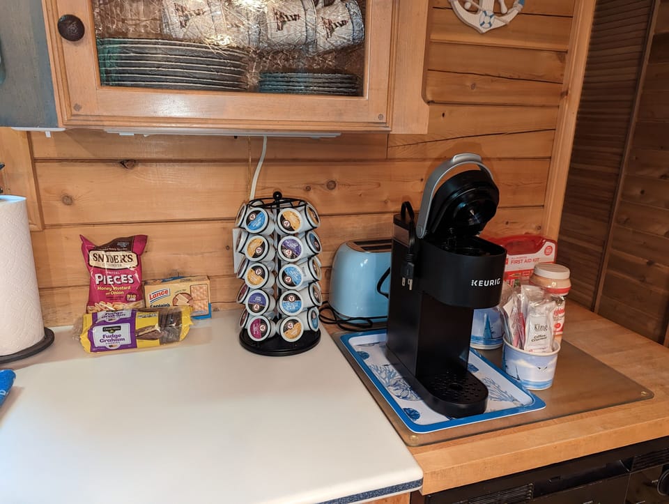Coffee station and snacks 🥨
