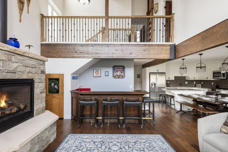 Bar seating in the living room