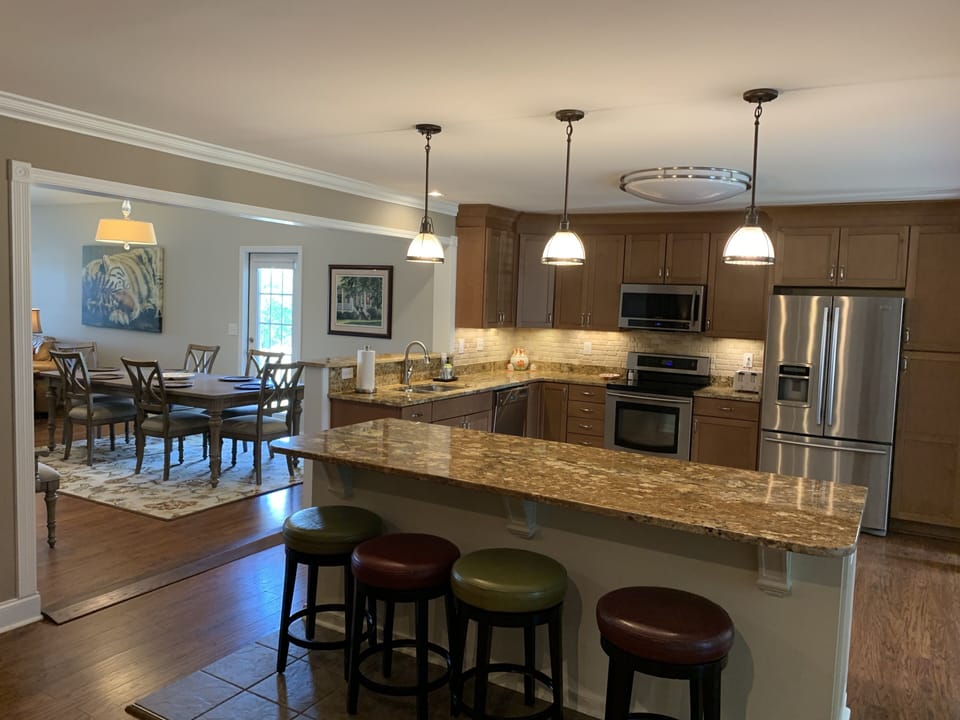 Large kitchen with island for seating 