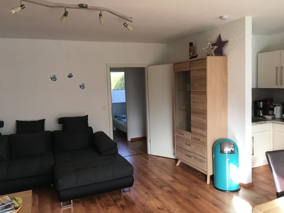 Living area. new Sleeping-Sofa (2 pers) with view to the other Sleeping-Rooms/WC
