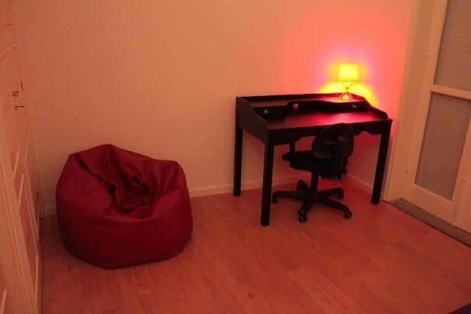 Sleeping area. Working table