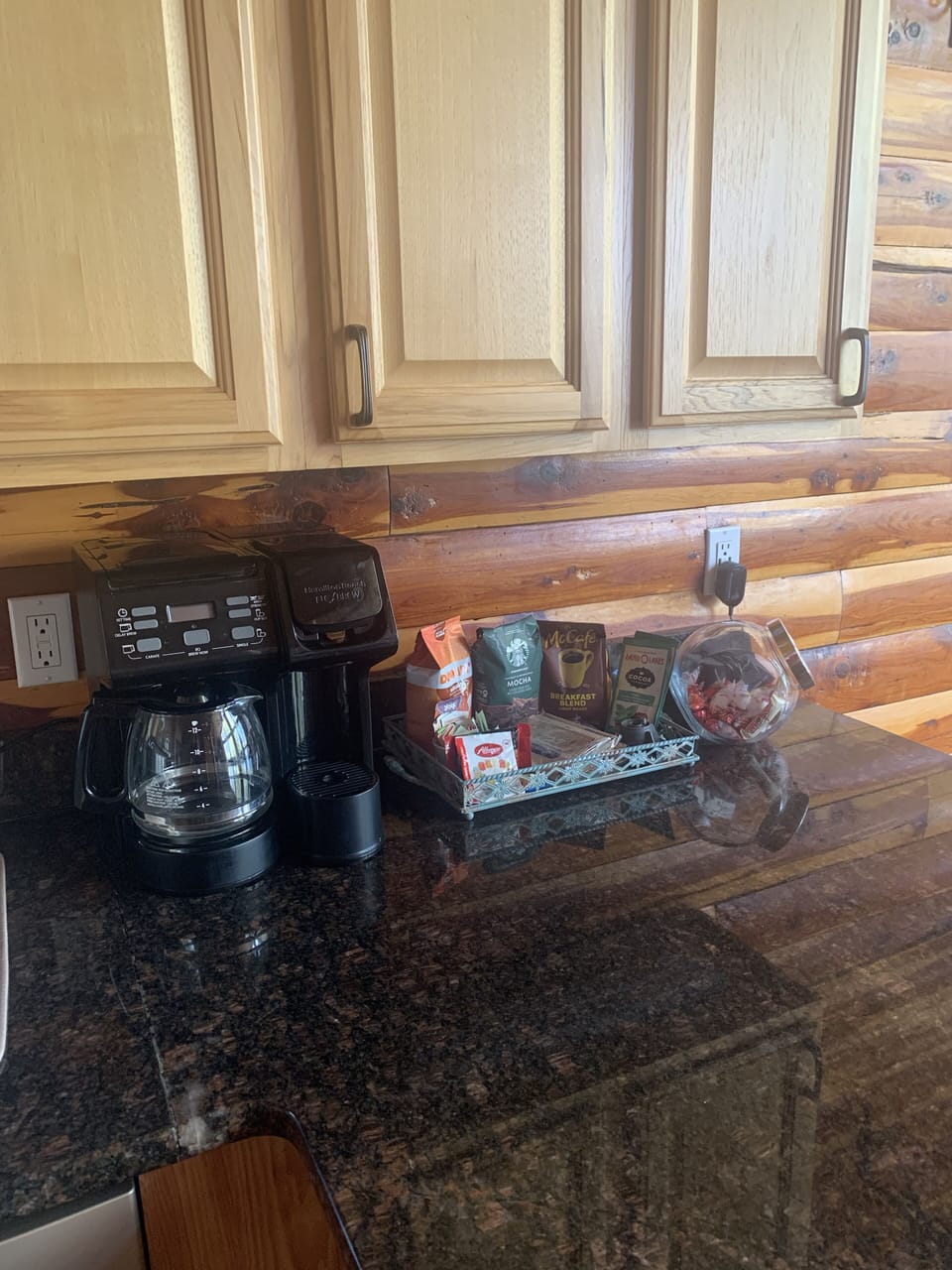 Coffee Maker with coffee and fixings!