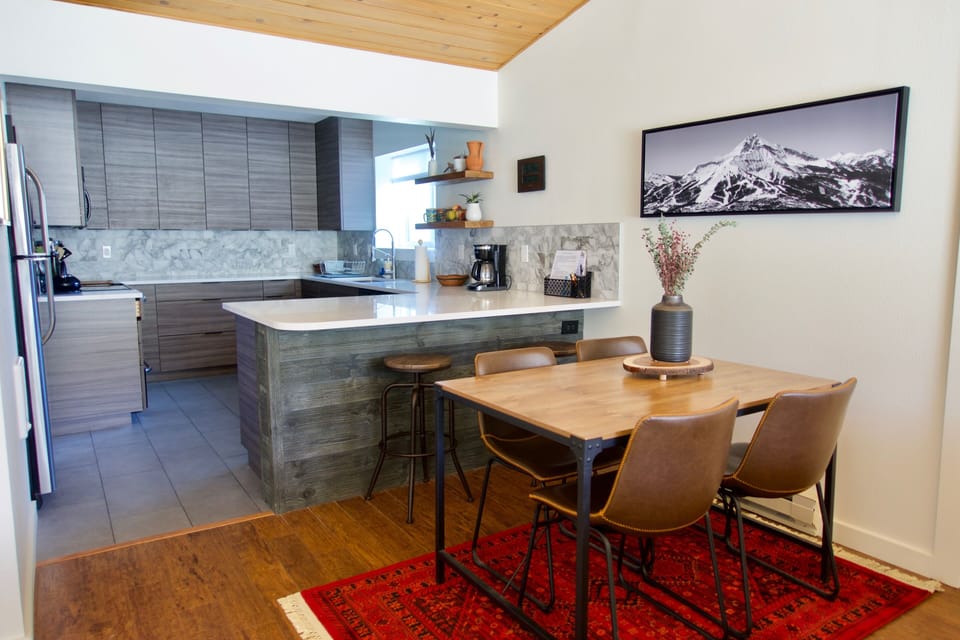 Large kitchen bar with additional seating