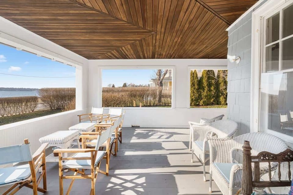 The porch is the place to be! Enjoy a glass of chilled rose (a bottle provided for all guests) while watching all manner of boats, ferries, submarines, even an occasional historic ship pass by. There is no better spot for a waterfront sunset special!