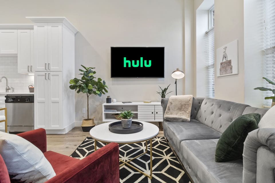 Comfortable living room.
Hulu provided.