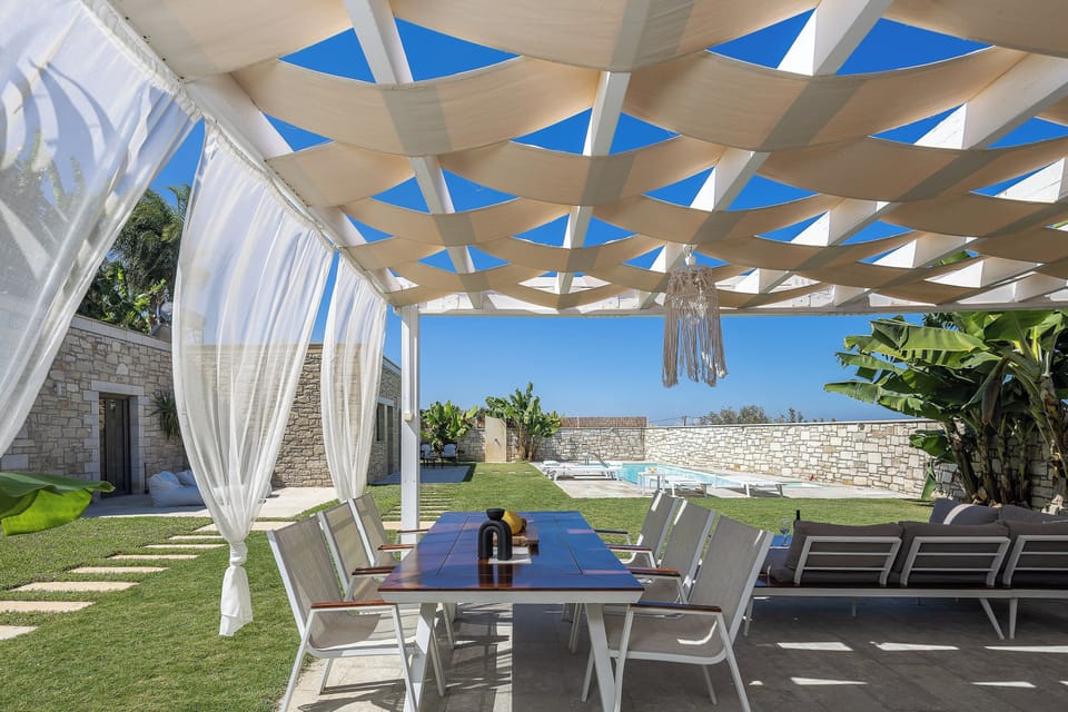 Dine al fresco under the pergola, embraced by countryside peace and fresh air.