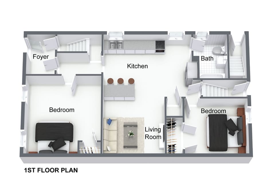 Floor Plan of 1st Floor Apartment (sizes are not exact but are rough approximations)