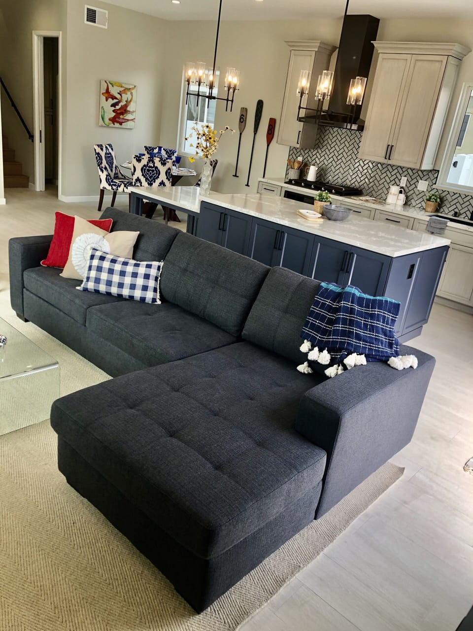 Chaise sofa has a queen sleeper.